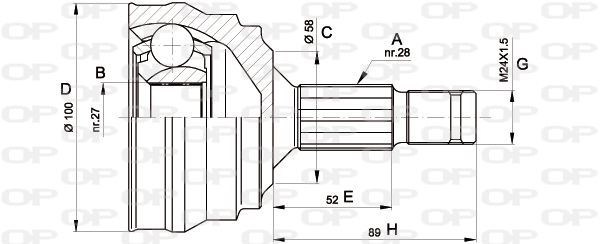 OPEN PARTS Шарнирный комплект, приводной вал CVJ5462.10